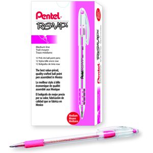 Pentel RSVP Ballpoint Pen 10mm Medium Tip Pink Ink Box of 12 BK91P Pentel RSVP Ballpoint Pen 10mm Medium Tip Pink Ink Box of 12 BK91P