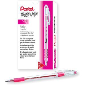 Pentel R.S.V.P. Ballpoint Pen 0.7mm Fine Tip Pink Ink Box of 12 (BK90-P) Pentel R.S.V.P. Ballpoint Pen 0.7mm Fine Tip Pink Ink Box of 12 (BK90-P)