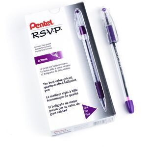 Pentel BK90V R.S.V.P. Stick Ballpoint Pen .7mm Trans Barrel Violet Ink (Pack Pentel BK90V R.S.V.P. Stick Ballpoint Pen .7mm Trans Barrel Violet Ink (Pack