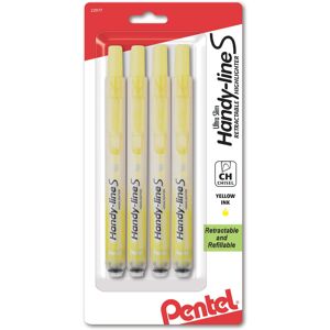 Pentel Handy-line S Retractable Highlighter Chisel Tip Yellow Ink 4 /Pack (SX Pentel Handy-line S Retractable Highlighter Chisel Tip Yellow Ink 4 /Pack (SX