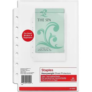 Staples 616224 5-1/2-Inch x 8-1/2-Inch Sheet Protectors Clear 25/Pack Staples 616224 5-1/2-Inch x 8-1/2-Inch Sheet Protectors Clear 25/Pack