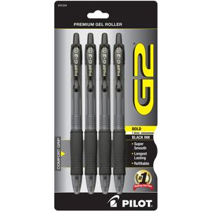Pilot G2 Premium Gel Roller Pens Bold Point 1 mm Pack of 4 Black Pilot G2 Premium Gel Roller Pens Bold Point 1 mm Pack of 4 Black