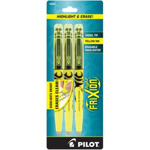 Pilot FriXion Light Erasable Highlighters Chisel Tip Pack of 3 Yellow Pilot FriXion Light Erasable Highlighters Chisel Tip Pack of 3 Yellow