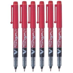 Pilot Red V Sign Pen Liquid Ink Medium 2mm Nib Tip 0.6mm Line Width V-Sign Fibre Pilot Red V Sign Pen Liquid Ink Medium 2mm Nib Tip 0.6mm Line Width V-Sign Fibre
