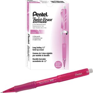 Pentel Twist-Erase EXPRESS Mechanical Pencil 0.7mm Pink Barrel Box of 12 QE417 Pentel Twist-Erase EXPRESS Mechanical Pencil 0.7mm Pink Barrel Box of 12 QE417