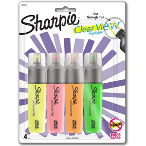 SHARPIE Clear View Highlighters Chisel Tip Assorted Colors 4 Count SHARPIE Clear View Highlighters Chisel Tip Assorted Colors 4 Count