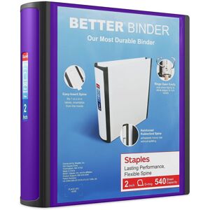 Staples Better Binder 2-Inch Purple Staples Better Binder 2-Inch Purple