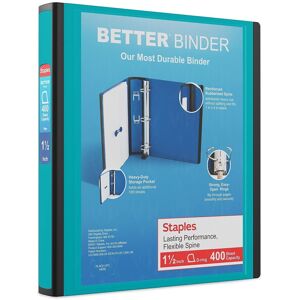 Staples 651742 1.5-Inch 3-Ring Better Binder Teal (13468-Cc) Staples 651742 1.5-Inch 3-Ring Better Binder Teal (13468-Cc)