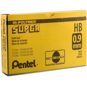 Pentel Super Hi-Polymer Lead 0.9mm Medium HB 30 Pieces/Tube Box of 12 (C29- Pentel Super Hi-Polymer Lead 0.9mm Medium HB 30 Pieces/Tube Box of 12 (C29-