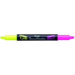 Pentel Twin Checker Dual-tip Highlighter Chisel Tip Yellow/Pink Ink Pack of 1 Pentel Twin Checker Dual-tip Highlighter Chisel Tip Yellow/Pink Ink Pack of 1