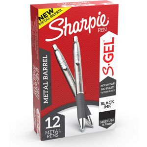 SHARPIE S-Gel Gel Pens Sleek Metal Barrel Medium Point (0.7mm) Black Ink 12 SHARPIE S-Gel Gel Pens Sleek Metal Barrel Medium Point (0.7mm) Black Ink 12
