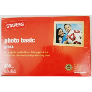 Staples Photo Basic Gloss 4x6 200 Sheet Pack 53lb 9mil 666176 Staples Photo Basic Gloss 4x6 200 Sheet Pack 53lb 9mil 666176