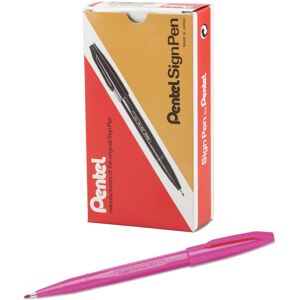 Pentel Sign Pen Fiber-Tipped Pen Pink Ink 12 Count (S520-P) Pentel Sign Pen Fiber-Tipped Pen Pink Ink 12 Count (S520-P)