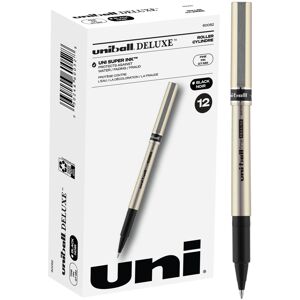 Uni-Ball Uniball Deluxe Rollerball Pen - 12 Black Pens 0.7mm Fine Point Roller Pens - Sc Uni-Ball Uniball Deluxe Rollerball Pen - 12 Black Pens 0.7mm Fine Point Roller Pens - Sc