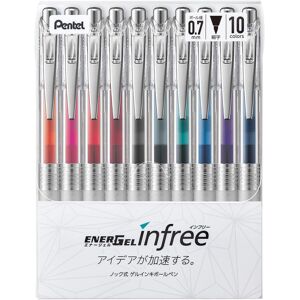 Pentel BL77TL-10 Energel Ink Ballpoint Pen 003 inches (07 mm) 10 col Pentel BL77TL-10 Energel Ink Ballpoint Pen 003 inches (07 mm) 10 col