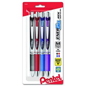 Pentel EnerGel RTX Retractable Liquid Gel Pen Medium Line Metal Tip Assorted Pentel EnerGel RTX Retractable Liquid Gel Pen Medium Line Metal Tip Assorted