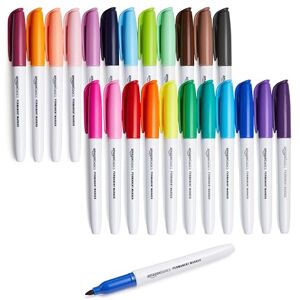Amazon Basics Permanent Markers, Assorted Colours, 24-Pack Amazon Basics Permanent Markers, Assorted Colours, 24-Pack