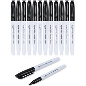 Amazon Basics Permanent Markers - Black - Pack of 12 Amazon Basics Permanent Markers - Black - Pack of 12