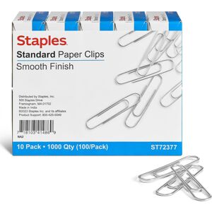 Staples 472480 #1 Size Paper Clips Smooth 1 000/Pack Staples 472480 #1 Size Paper Clips Smooth 1 000/Pack