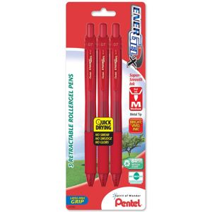 Pentel EnerGel-X Retractable Liquid Gel Pen 0.7mm Medium Line Metal Tip Red Pentel EnerGel-X Retractable Liquid Gel Pen 0.7mm Medium Line Metal Tip Red