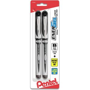 Pentel EnerGel Gel Ink Pen (1.0mm) Bold Point Metal Tip Black Ink 2 Pack (B Pentel EnerGel Gel Ink Pen (1.0mm) Bold Point Metal Tip Black Ink 2 Pack (B