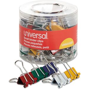 Universal UNV31028 Binder Clips with Storage Tub - Small Assorted (40/Pack) Universal UNV31028 Binder Clips with Storage Tub - Small Assorted (40/Pack)