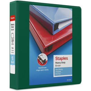 Staples 82681 Heavy-Duty 1.5-Inch 3-Ring Letter Binder Green (24682-US) Staples 82681 Heavy-Duty 1.5-Inch 3-Ring Letter Binder Green (24682-US)