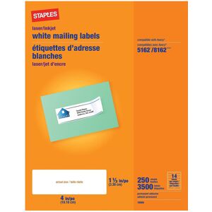 Staples 489563 Laser/Inkjet Address Labels 1 1/3-Inch x 4-Inch White 14 Labels/S Staples 489563 Laser/Inkjet Address Labels 1 1/3-Inch x 4-Inch White 14 Labels/S
