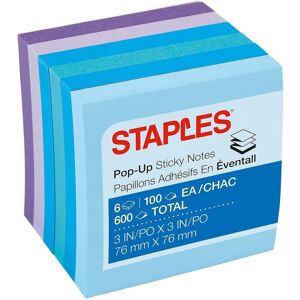 Staples Stickies 3"""" x 3"""" Assorted Watercolor Pop-Up Notes 6/Pack of 100= Staples Stickies 3"""" x 3"""" Assorted Watercolor Pop-Up Notes 6/Pack of 100=