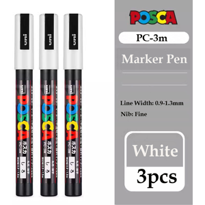 Unbranded (3pcs 3M) POSCA White Marker Pen,PC-1M 3M 5M 8K 17K Acrylic Unbranded (3pcs 3M) POSCA White Marker Pen,PC-1M 3M 5M 8K 17K Acrylic