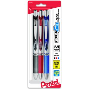 Pentel EnerGel RTX Gel Ink Pens 0.7 Millimeter Metal Tip Black/Red/Blue Ink 3 Pentel EnerGel RTX Gel Ink Pens 0.7 Millimeter Metal Tip Black/Red/Blue Ink 3