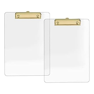 Typecat 2-Pack Clear Acrylic Clipboard with Gold Clip, 12 x 8 Inch, A4/Letter Size, Tran Typecat 2-Pack Clear Acrylic Clipboard with Gold Clip, 12 x 8 Inch, A4/Letter Size, Tran