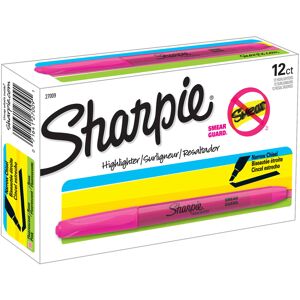 SHARPIE 27009 Pocket Style Highlighters Chisel Tip Fluorescent Pink Box of 12 SHARPIE 27009 Pocket Style Highlighters Chisel Tip Fluorescent Pink Box of 12