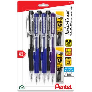 Pentel Twist-Erase Click Mechanical Pencil (0.9mm) Pack of 6 Pencils with 2 Pa Pentel Twist-Erase Click Mechanical Pencil (0.9mm) Pack of 6 Pencils with 2 Pa