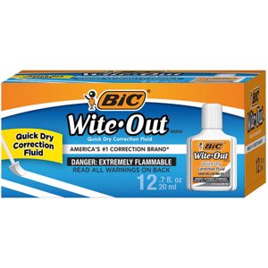 BIC Wite-Out Brand Quick Dry Correction Fluid 20 ml White 12-Count BIC Wite-Out Brand Quick Dry Correction Fluid 20 ml White 12-Count