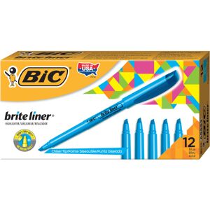 BIC Brite Liner Highlighters Chisel Tip 12-Count Pack of Blue Highlighters Id BIC Brite Liner Highlighters Chisel Tip 12-Count Pack of Blue Highlighters Id