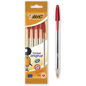 BIC Cristal Original Ballpoint Pens Medium Point (1.0 mm) Red Pouch of 4 BIC Cristal Original Ballpoint Pens Medium Point (1.0 mm) Red Pouch of 4