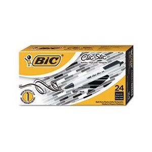 BIC Clic Stic Retractable Ballpoint Pen Black 1mm Medium 24/Pack BIC Clic Stic Retractable Ballpoint Pen Black 1mm Medium 24/Pack
