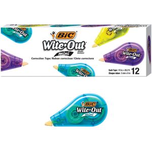 BIC Wite Out Mini Correction Tape White Pack Of 12 Dispensers BIC Wite Out Mini Correction Tape White Pack Of 12 Dispensers