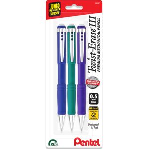 Pentel Twist Erase III Premium Mechanical Pencils 0.5 mm - 3 Pack Assorted Barre Pentel Twist Erase III Premium Mechanical Pencils 0.5 mm - 3 Pack Assorted Barre