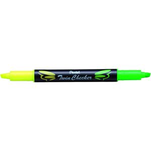 Pentel Twin checker Dual-Tip Highlighter Chisel Tip Yellow/Green Ink Pack of Pentel Twin checker Dual-Tip Highlighter Chisel Tip Yellow/Green Ink Pack of