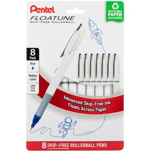 Pentel Floatune Rollerball 0.8mm medium point Blue Ink Pack of 8 pens (BY108P Pentel Floatune Rollerball 0.8mm medium point Blue Ink Pack of 8 pens (BY108P