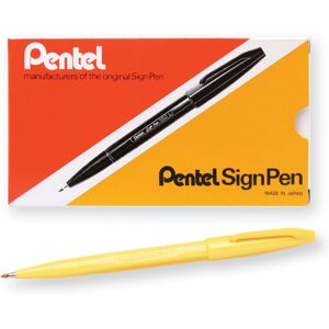 Pentel Sign Pen Fiber-Tipped Pen Yellow Ink Box of 12 (S520-G) Pentel Sign Pen Fiber-Tipped Pen Yellow Ink Box of 12 (S520-G)
