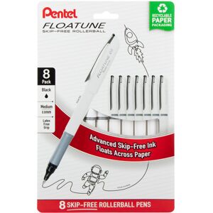 Pentel Floatune Rollerball 0.8mm medium point Black Ink Pack of 8 pens (BY108 Pentel Floatune Rollerball 0.8mm medium point Black Ink Pack of 8 pens (BY108