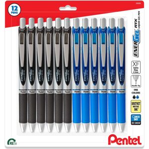 Pentel Energel 0.3 mm Rtx Retractable Liquid Gel Pen - Pack of 6 Black Ink & 6 B Pentel Energel 0.3 mm Rtx Retractable Liquid Gel Pen - Pack of 6 Black Ink & 6 B