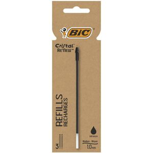 Re'New 3 Refills for BIC Crystal Ballpoint Pen Medium Tip Black Ink Re'New 3 Refills for BIC Crystal Ballpoint Pen Medium Tip Black Ink