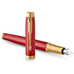 Parker IM Fountain Pen Premium Red Lacquer with Gold Trim Fine Point with Bl Parker IM Fountain Pen Premium Red Lacquer with Gold Trim Fine Point with Bl