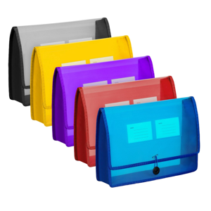 Torribaly 5Pack A4 Plastic File Wallet Envelope Expanding Folder& Label Pocket Clear Color Torribaly 5Pack A4 Plastic File Wallet Envelope Expanding Folder& Label Pocket Clear Color