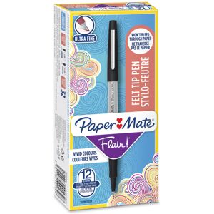 Paper Mate Flair Felt Tip Pens Ultra Fine Point (0.4mm) Black 12 Count Paper Mate Flair Felt Tip Pens Ultra Fine Point (0.4mm) Black 12 Count