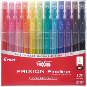 PILOT Frixion Fineliner Erasable Marker Pens Fine Point Assorted 12 Colors Set PILOT Frixion Fineliner Erasable Marker Pens Fine Point Assorted 12 Colors Set